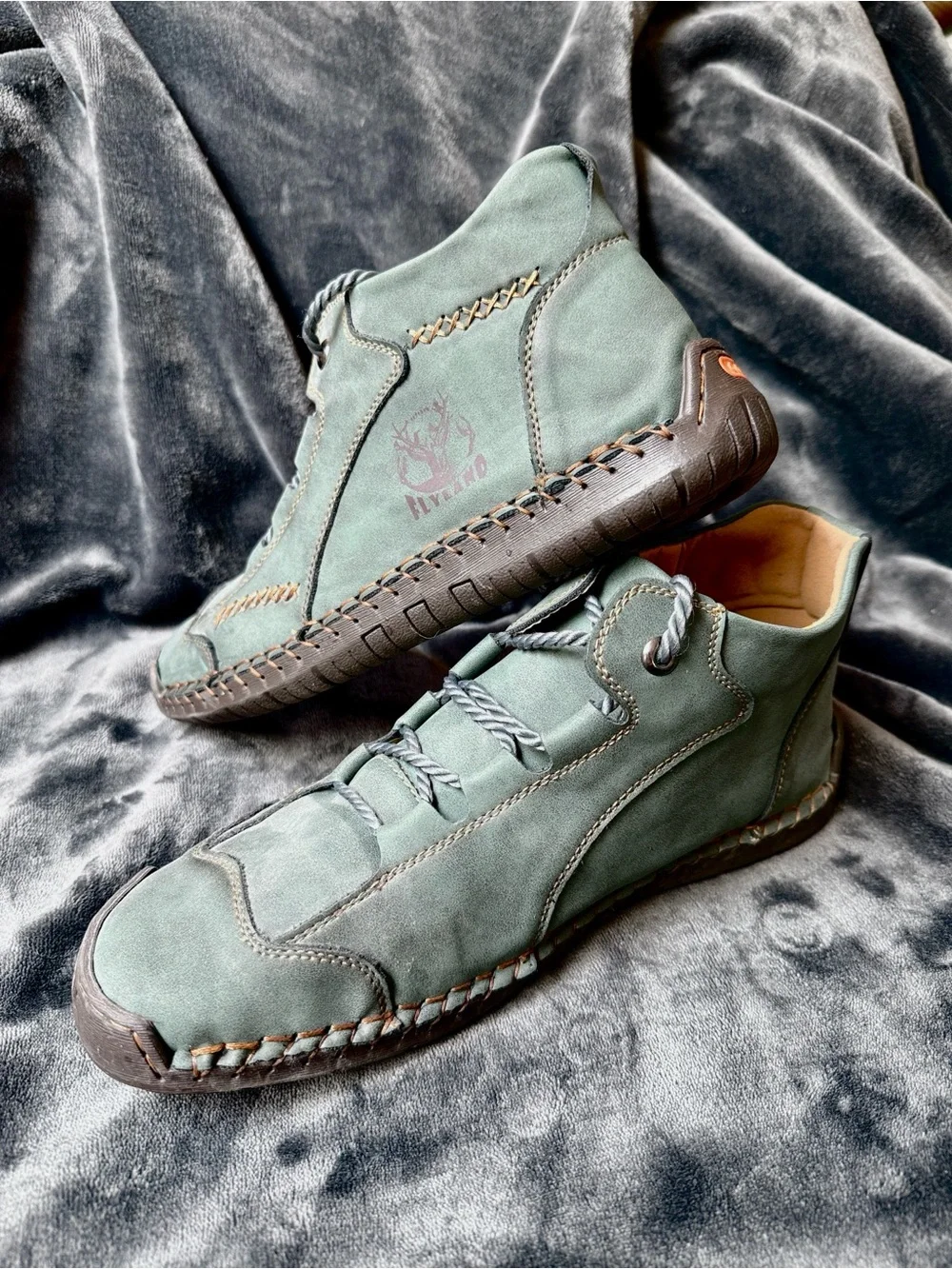 Flyland Men's Sage Green Suede Casual Lace Up Boot